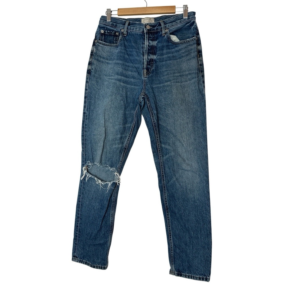 Everlane The Cheeky Jean Denim Jeans Women's Size 29 Blue Button Fly Distressed